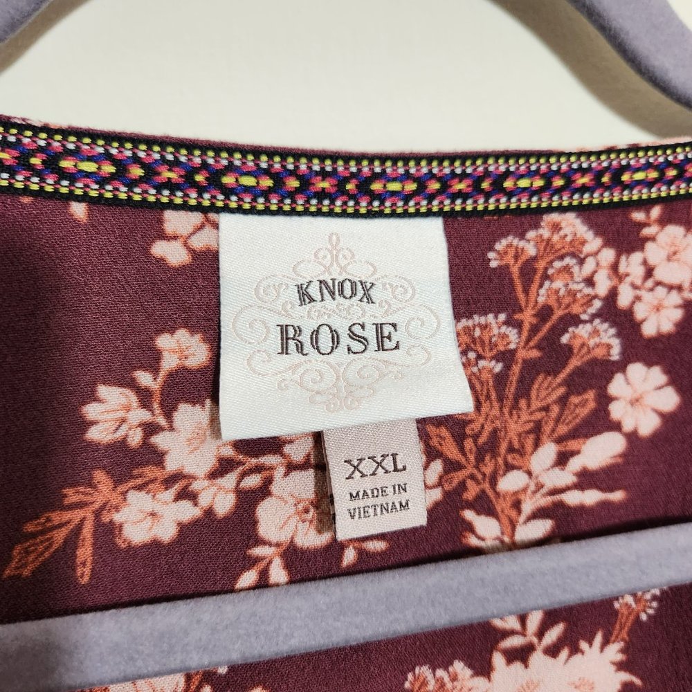 Knox Rose (Target) - Flutter Sleeve Floral Blouse - Burgundy - XXL - Picture 5 of 6